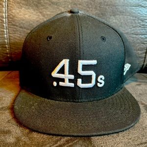 45s New Era Fitted hat. Size 7 5/8. Black/white.